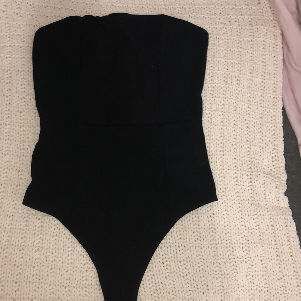 Black strapless bodysuit